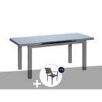 Table à manger d'extérieur extensible en aluminium gris  Ibiza anthracite avec 10 fauteuils - Jardiline 240 x 100 x 75 cm Anthracite