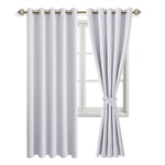 JIUZHEN Rideaux Occultants Rideau Thermique Isolant Anti Chaleur Lot de 2 Rideaux à Oeillets Isolation Lumiere Anti UV pour Chambre Maison Salon 167x228cm(LxH Blanc Girs