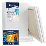 Lot de 7 toiles tendues pour peinture, 30 x 40 cm, 300 g/m², triple apprêt, sans acide, 100% coton, grandes toiles vierges pour acrylique, versement de peinture à l'huile et à l'aquarelle