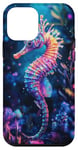 Coque pour iPhone 12 mini Hippocampe éclatant au milieu de la flore sous-marine colorée