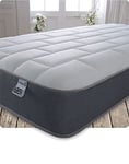 Starlight Beds Essentials Large Brick 4ft Hybrid Spring and Memory Foam Mattress. Budget-Friendly with Elegant Grey Design, Soft Firmness, 7.5 Inch Deep Small Double Mattress (120x190x19cm)