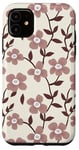 Coque pour iPhone 11 Brown Flowers Pattern Beige Floral Phone Cover