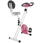 HOMCOM Vélo d'appartement pliable - Collaboration Aosom.fr x FFHandball - 8 niveaux de résistance magnétique avec dossier selle réglable écran LCD multifonction capteur fréquence cardiaque (Rose FFH)