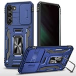 vumebao Coque pour Samsung S23 avec, Support 360° Rotatif Full Protection de la Caméra en PC Dur Anti-Chut Renforcée Armor Heavy Duty Antichoc Bumper Etui pour Samsung S23 Bleu