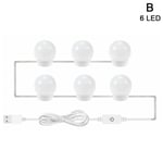 Wall Lamp Led Makeup Mirror Vanity Bulb Light Dressing Table B White 6led