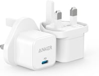 USB C Plug, Anker 2-Pack Powerport III 20W Cube Fast Charger for Iphone 15/15 Pr