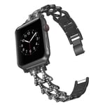 Apple Watch Series 5 44 mm klockarmband i rostfritt stål med strass - Svart