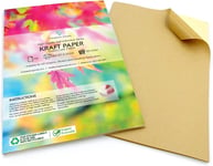 Lot de 200 feuilles A4 en papier kraft marron mat | Étiquettes autocollantes pour Cricut & Silhouette | Jet d'encre imprimable et laser | Fournitures de bricolage durables et