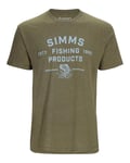 Simms Stacked Logo Bass T-Shirt Mil M Fiske t-skjorte i Military Heather