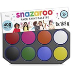 Snazaroo Face Paint Palette, 18 ml (1 Pack of 8 Colors) - Vibrant Make-Up, Perfect for World Cup, Parties, Cosplay, Animals Events, Carnival, & More