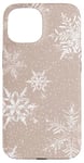 iPhone 15 Aesthetic White Snow On Beige Cute Boho Rustic Winter Case