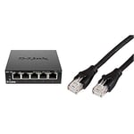 D-Link Switch 5 Ports Gigabit Metallique 10/100/1000mbps (DGS-105) & Amazon Basics Câble réseau Ethernet RJ45 catégorie 6-4,2 m