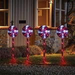 Large Candy Swirl Stakes Set Of 4 Battery Powered Garden LED Xmas Pathway Lights