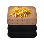 Tower TLINER3 Reusable Rectangular Air Fryer Liners, Pack of 4 Paper Accessories, Suitable for Most 9 Litre Dual Basket Air Fryers Including Tower Vortx and Ninja Foodi, Non-Stick, Dishwasher Safe