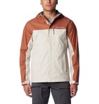 Columbia Men's Pouring Adventure Jacket, Waterproof Rain Jacket, Dark Stone/Auburn, Size S