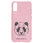 Coque Iphone XR paillettes rose panda geometrique noir personnalisee