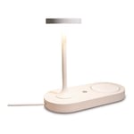 Inspired Mantra Fusion Ceres Lampe de table Ceres avec chargeur à induction pour téléphone portable et chargeur USB, LED 6W, 3000K, 450lm, Blanc, 3