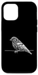 Coque pour iPhone 15 Pro Line Art Oiseau et Ornithologue Pin Siskin