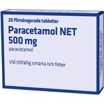 Paracetamol NET Filmdragerad tablett 500 mg Paracetamol 1 x 20 tablett(er)