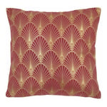 Rideaudiscount - Housse de Coussin 40 x 40 cm Motif Imprimé Métallisé Art Déco Coquilles Doré Matière Recyclée Rouge Foncé