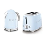 Smeg 1.7L Kettle & 2sl Toaster Set, Pastel Blue