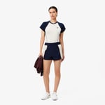 Lacoste Short Sport stretch taffetas diamanté Taille 40 Bleu Marine/blanc