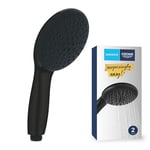 GROHE Vitalio Start 110 QuickFix - Hand Shower for Low Pressure (Round 11 cm Shower Head 2 Sprays: Rain and Jet, Anti-Limescale System, Silicone Ring, Universal Mounting System), Matt Black, 269492434