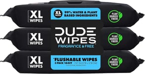 Extra Large Flushable Wipes 3 Packs Unscented 48 Wipes with Aloe & Vitamin E