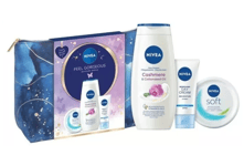 Nivea Feel Gorgeous Cosmetic Skincare 4PC Gift Set Bag-Shower Cream, Day Cream,