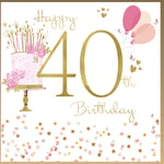 40th Happy Birthday Greeting Card Woman With Cake - 40 Today - Rush Design