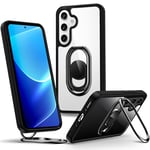 SHIELDS UP for Samsung Galaxy A35 5G Case with Stand, Phone Case clear with Double Ring Holder【Adjustable & Fodable】 Shockproof Protective Cover for Samsung Galaxy A35 5G - Clear Black