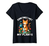 Womens Sometimes I Wet My Plants Funny Gardening Garden Men Women V-Neck T-Shirt