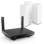 Linksys Système WiFi 6 Mesh Linksys Blue Label – 1 Routeur AX5400 + 3 Bornes AX3000 – Système Mesh Double Bande sans Fil (Jeux) – jusqu'à 85 Appareils, Portée Jusqu’à 800 m², Contrôle Parental