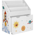 Songmics - tagère pour Jouets, 3 Compartiments Bibliothèque pour Enfants, Boîte à Jouets Mobile, avec roulettes, Multi-Usage, pour Chambre d'enfant