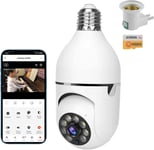 Jcheng Camera De Securite A Ampoule|4 Mp Avec Protection Rotative A 355°|Compatible Avec Alexa,Google Assistant,Tuya,Application Smart Life|Detection De Mouvement,Carte Sd Incluse