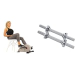 Sunny Health and Fitness Magnetic Under Desk Pedal Exerciser, Dual Function Mini Exercise Cycle Bike SF-B0891 and Unisex Sunny Health & Fitness 35 Cm Threaded Chrome Dumbbell Bar