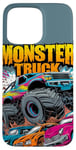 iPhone 15 Pro Max Monster Truck Crushing Cars Art for Monster Truck Lovers Case