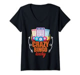 Womens Crazy Bingo Lady Funny Bingo Game For A Playing Bingo Player V-Neck T-Shirt