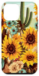Coque pour iPhone 12 mini Western Boho Turquoise Tournesols Cactus Rodéo Cowgirl Girl