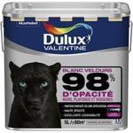 Peinture Blanche 98% Monocouche - Velours 5L - pour Murs Boiseries et Plafonds - Dulux Valentine