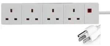 4 Gang Way UK USA US Canada Extension Travel Adaptor Power Strip 1M Adapter Plug