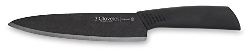 3 claveles Couteau en céramique, acier inoxydable, noir, 15 cm 1426