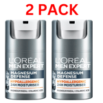 2x L'Oreal Men Expert Magnesium Defence, Hypoallergenic 24H Moisturiser 50ml New