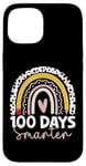 Coque pour iPhone 15 100 Days Smarter Teacher Rainbow, 100e journée d'école