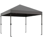 Outsunny 3 x 3(m) Pop Up Gazebo, 1 Person Easy up Marquee Party Tent with 1-Button Push, Adjustable Straight Legs, Wheeled Bag, Stakes, Ropes, Sandbags, Instant Shelter, Grey