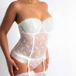 AUBADE GUÊPIÈRE BELLE D'ISPAHAN FR85B-EU70B-IT2B-UK32B-US32B BLANC PERLE