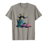 Funny Raccoon DJ with Boombox and Trash Party T-Shirt