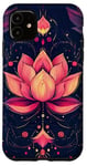 Coque pour iPhone 11 Rose Pop Art Fleur de Lotus Ethnique Ornements Célestes