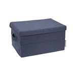 Bigso Box of Sweden Grande Caisse de Rangement avec Couvercle et poignée – boîte Rangement en Polyester et Carton Aspect Lin – boîte Pliable pour vêtements, couvertures, Jouets, etc. – Bleu (Bleu)