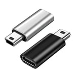 Adaptateur Mini USB vers Type C,5 broches mâle,Mini USB vers femelle,connecteur de transfert de données pour GoPro MP3,appareil photo,connecteur PC - Type black and silver